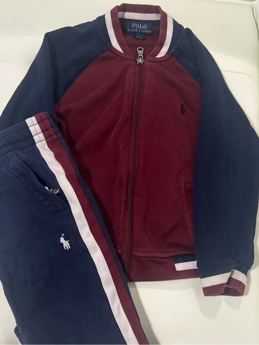 Polo Ralph Lauren Kids 3T Colorblock Tracksuit Set Jacket & Pants Navy Burgundy